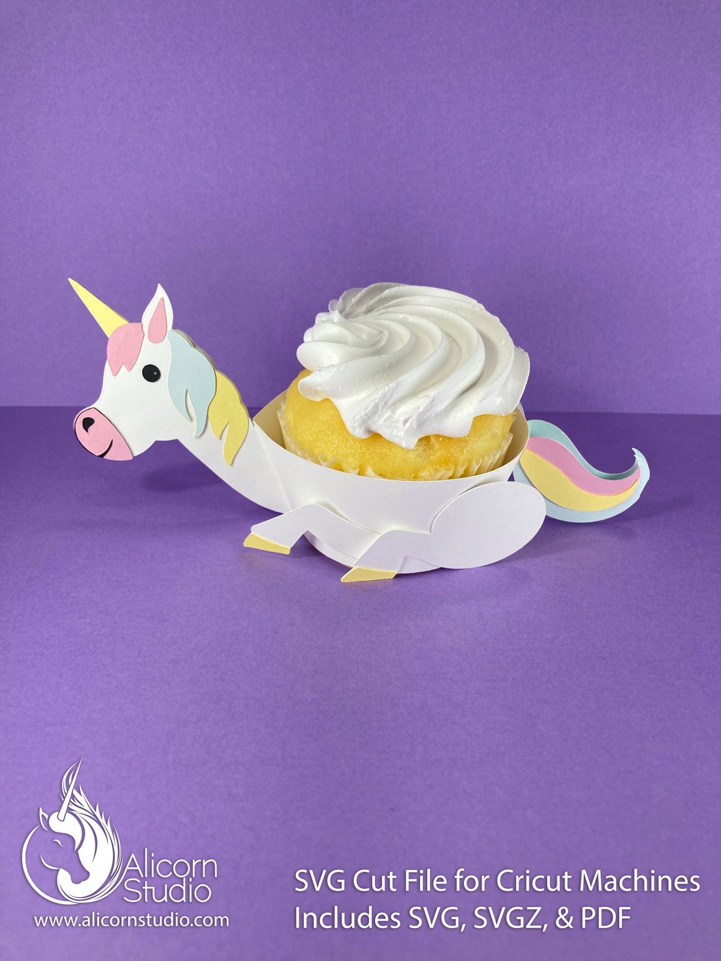 Unicorn Cricut Cupcake 3D SVG Cut File for Paper Wrap Liner Wrapper Party Decor
