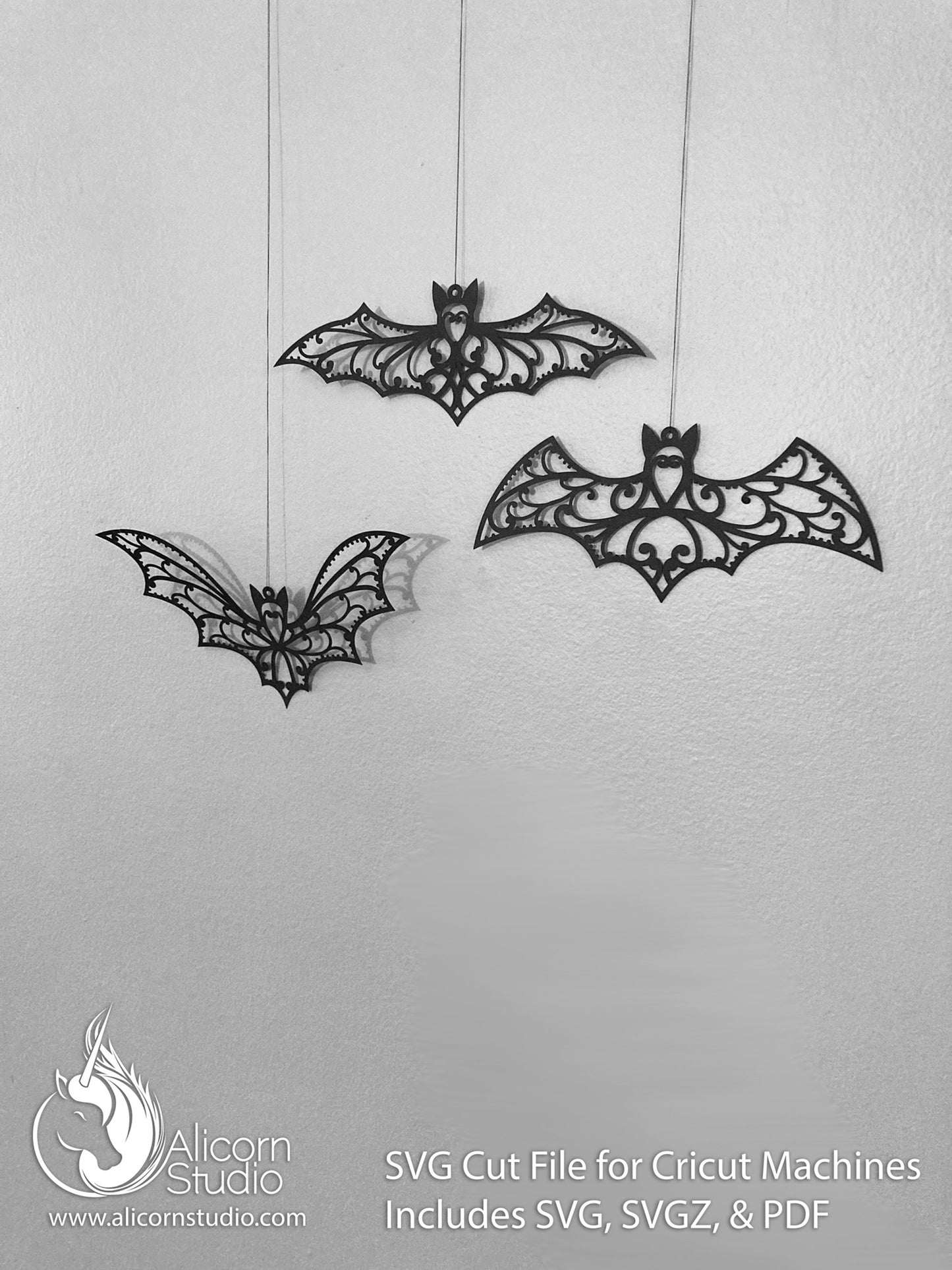 Halloween Bat Cricut SVG Cut File Fancy Lace Banner Decor