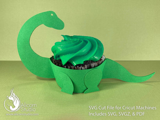 3D Dinosaur Cupcake Wrap SVG Cricut Cut File Paper Liner Wrapper Party Decor