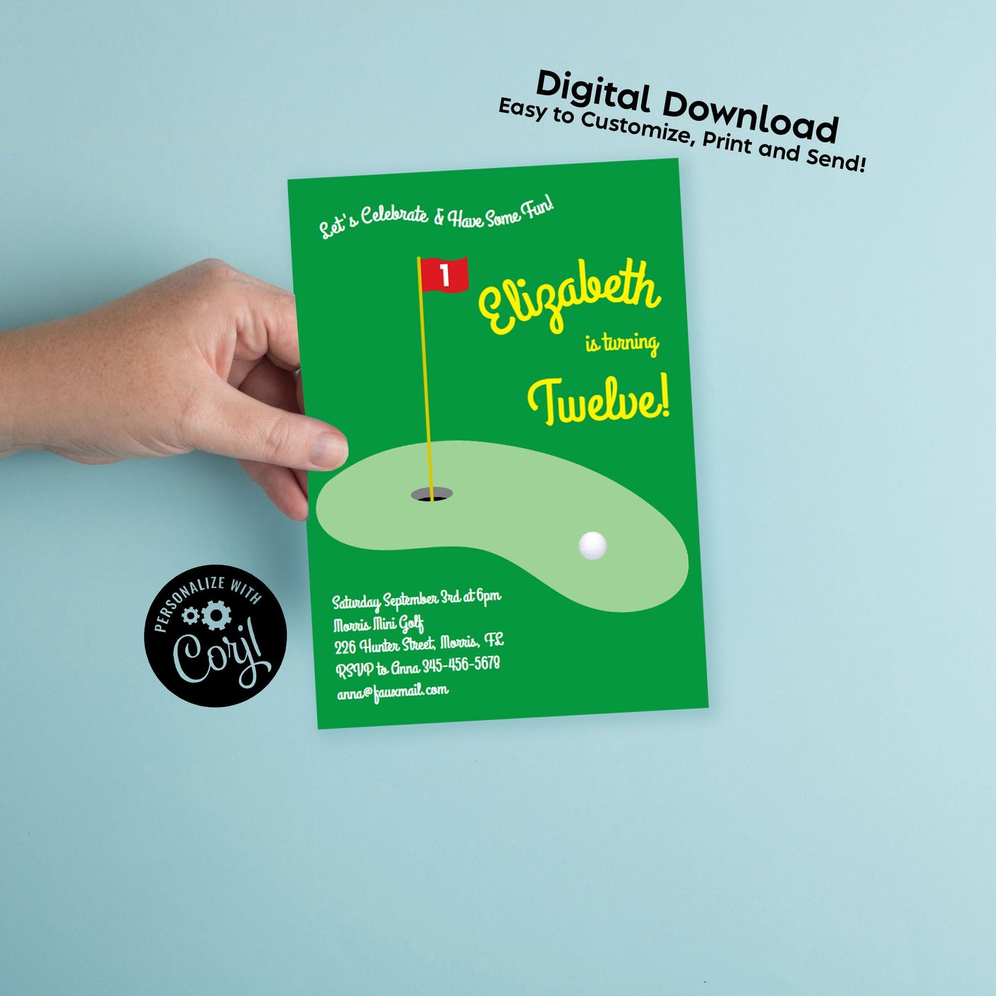 Mini Golf Birthday Party Invitation Editable Digital Download Sports Party Kids