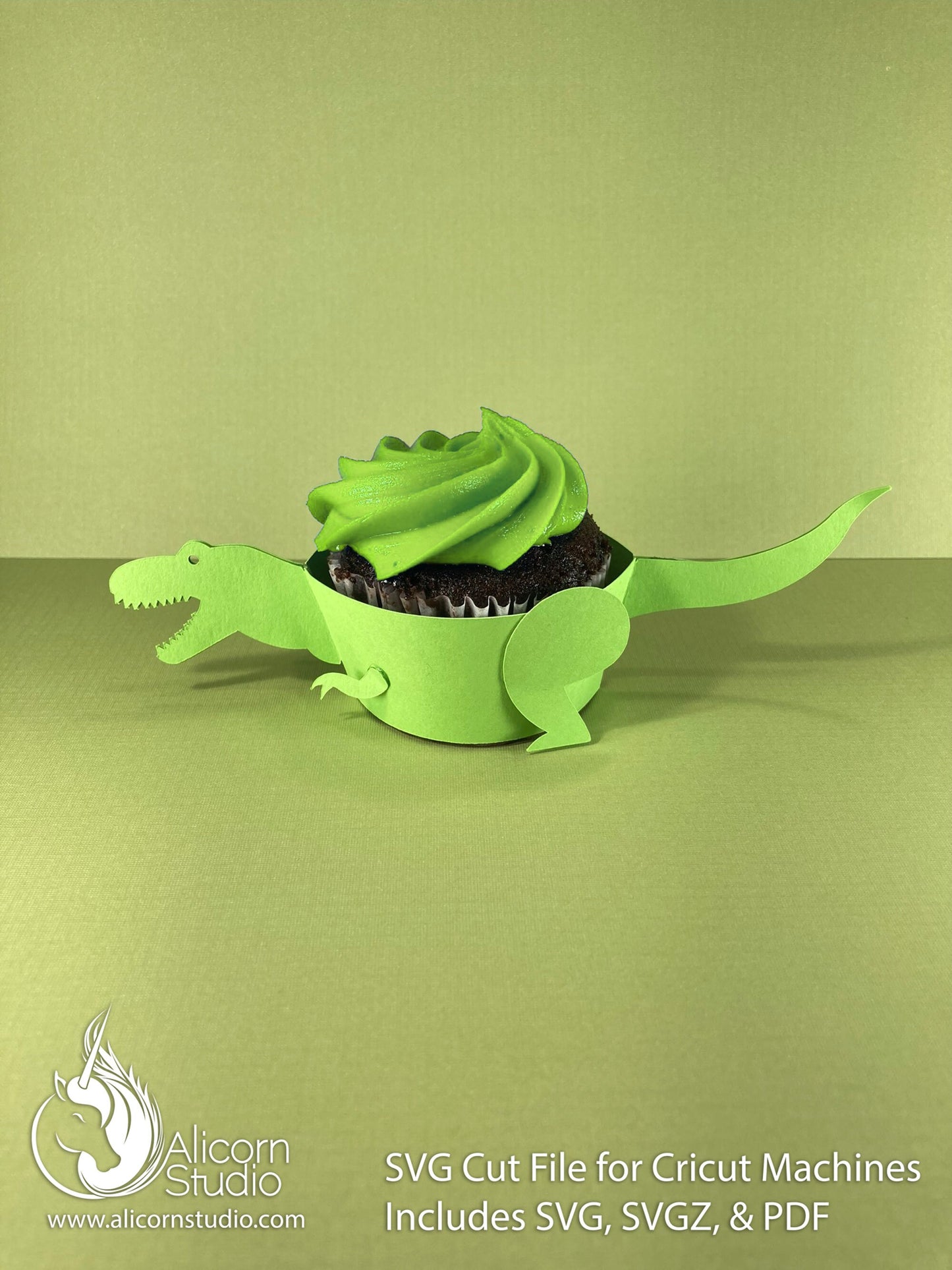 T-Rex Dinosaur SVG Cricut Cut File 3D Paper Cupcake Wrap Liner Wrapper Tyrannosaurus Rex Party Decor