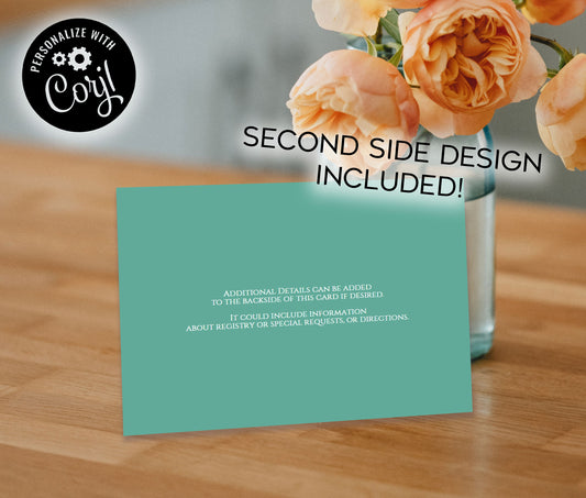 Tea Party Baby Shower Invitation Editable Digital Teapot Teal Spring Flowers Download