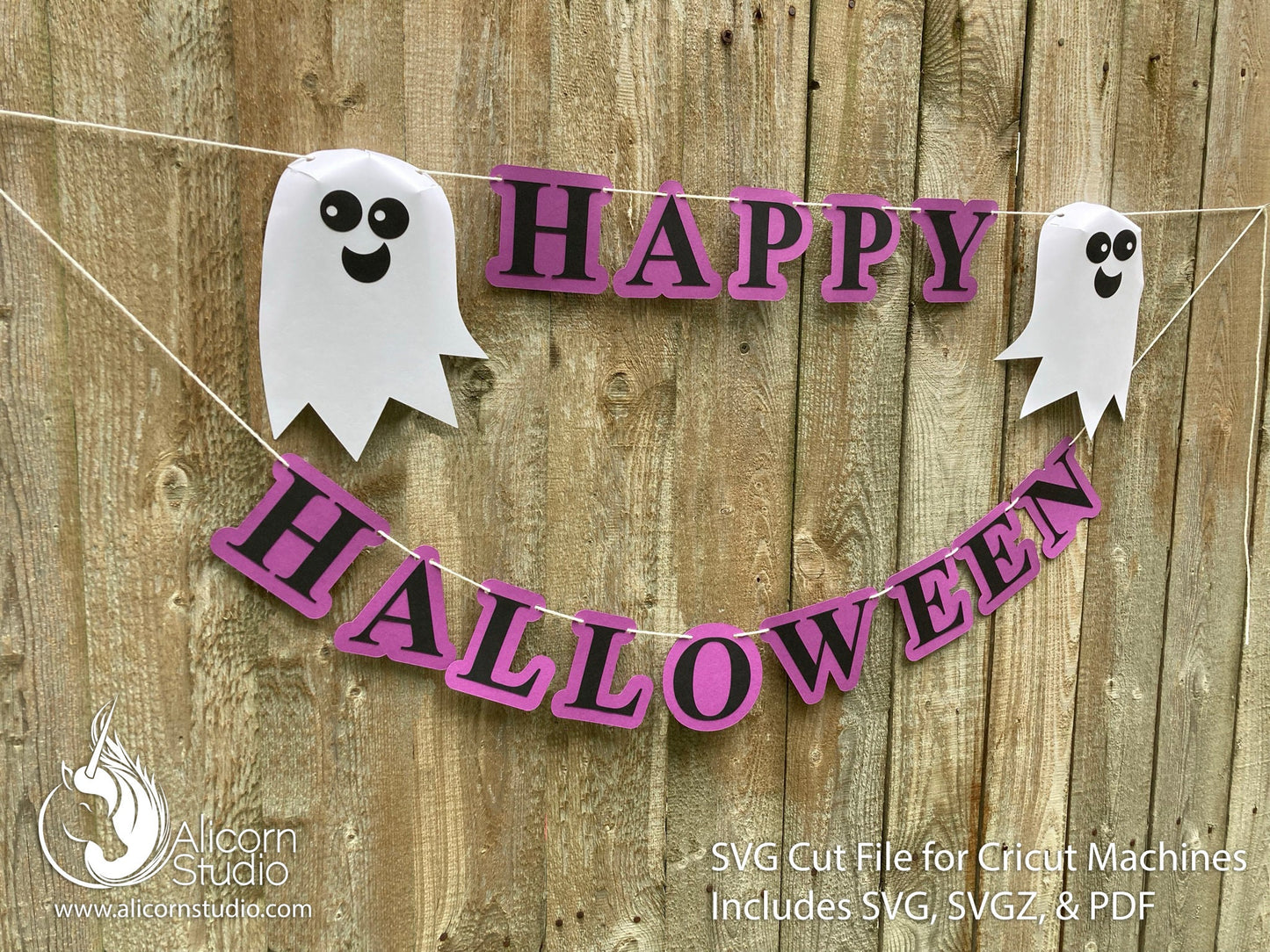 3D Halloween Ghost Cricut SVG Paper Banner Bunting Cut File for Decor