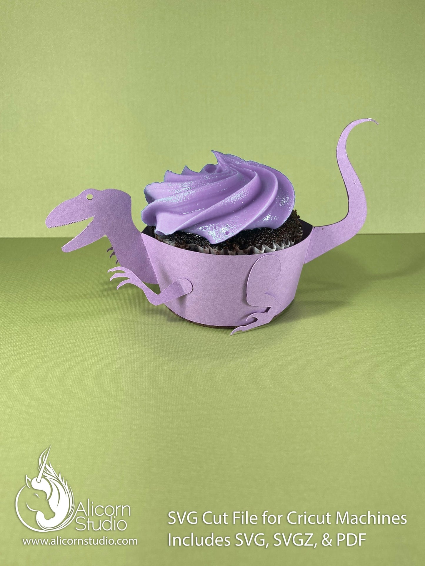 Velociraptor Dinosaur SVG Cricut Cut File 3D Paper Cupcake Wrap Liner Wrapper Party Decor