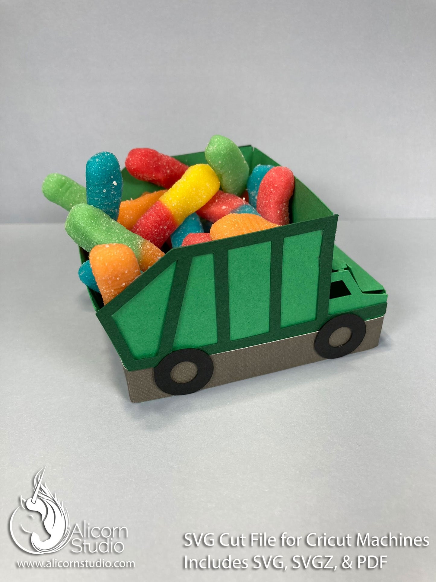 Garbage Truck SVG Cricut Cut File 3D Paper Favor Cupcake Wrap Liner Wrapper Birthday Party Decor