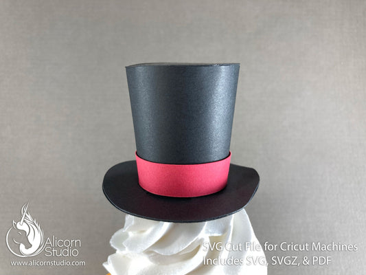 3D Paper Magician Top Hat SVG File Cut File for Cricut Cupcake Topper Magic Party Decor