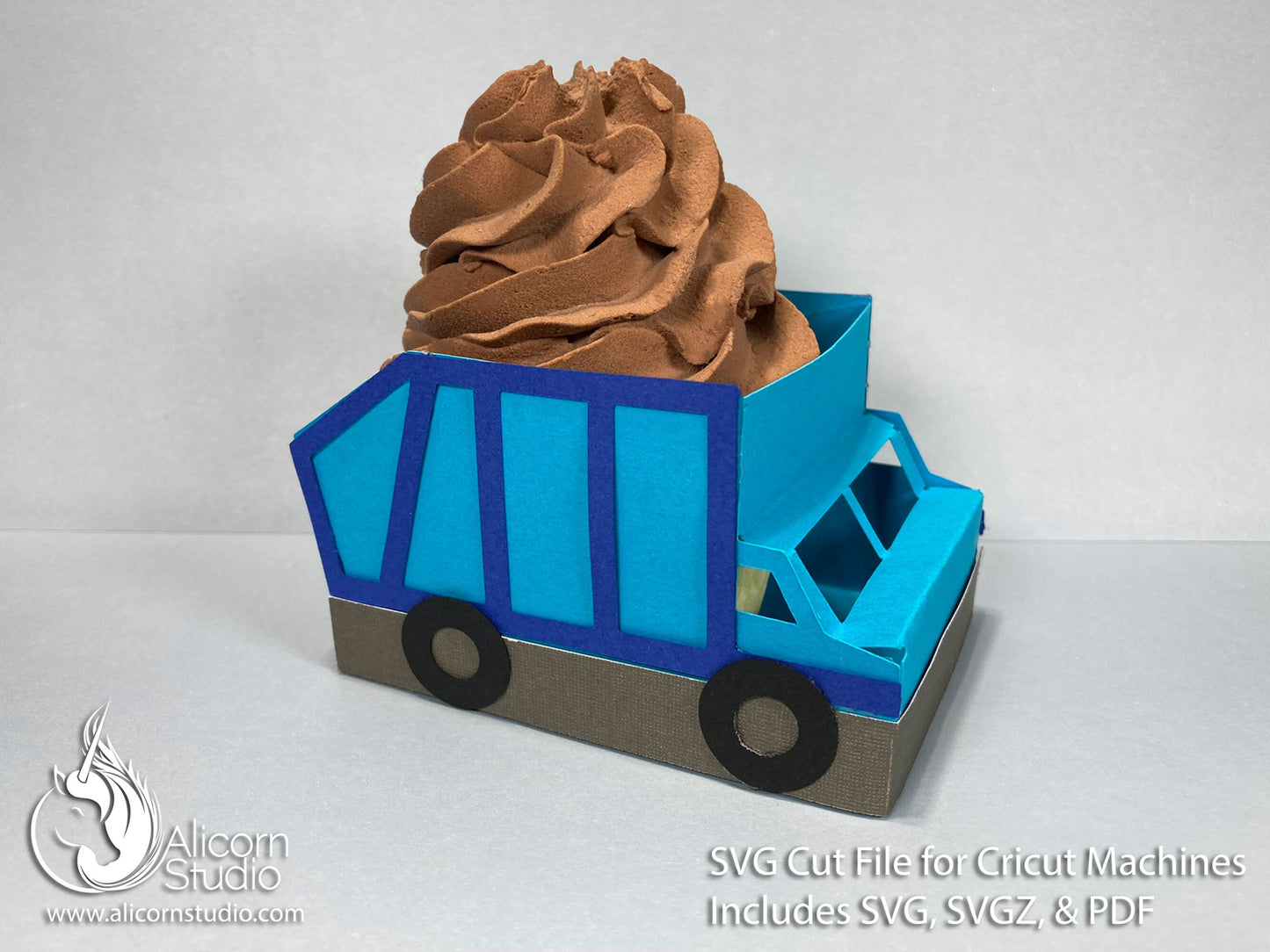 3D Cupcake Wrap Trucks Pack Dump Trucks & Garbage Trucks - SVG Cricut Cut File Cupcake Wrap Liner Wrapper Birthday Party Decor