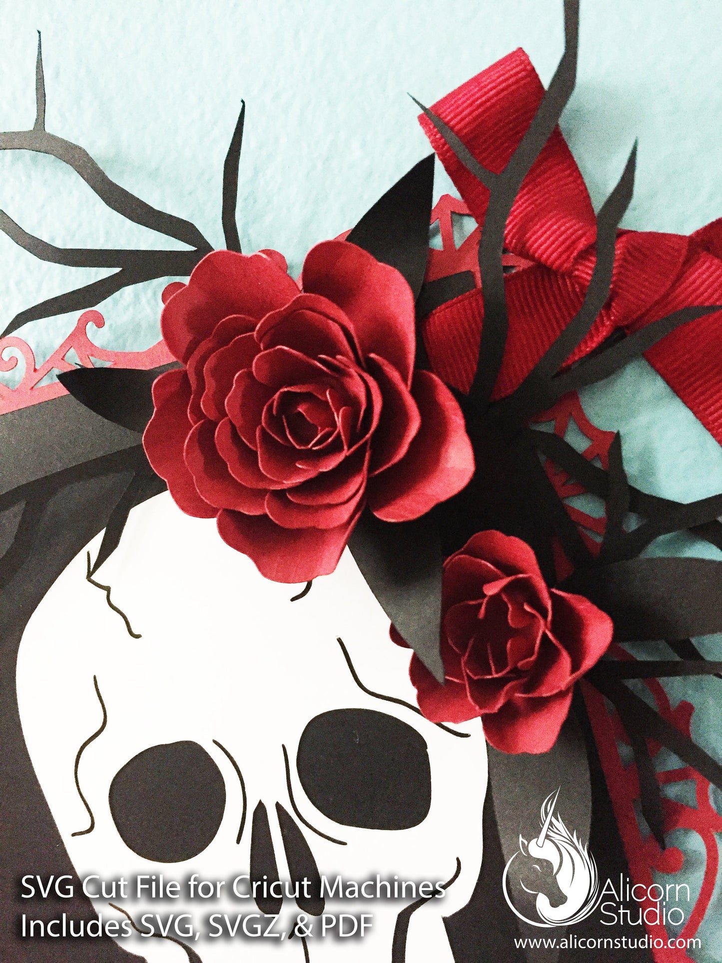 Gothic Skull Halloween Banner SVG File Cut File for Cricut Wedding Party Decor