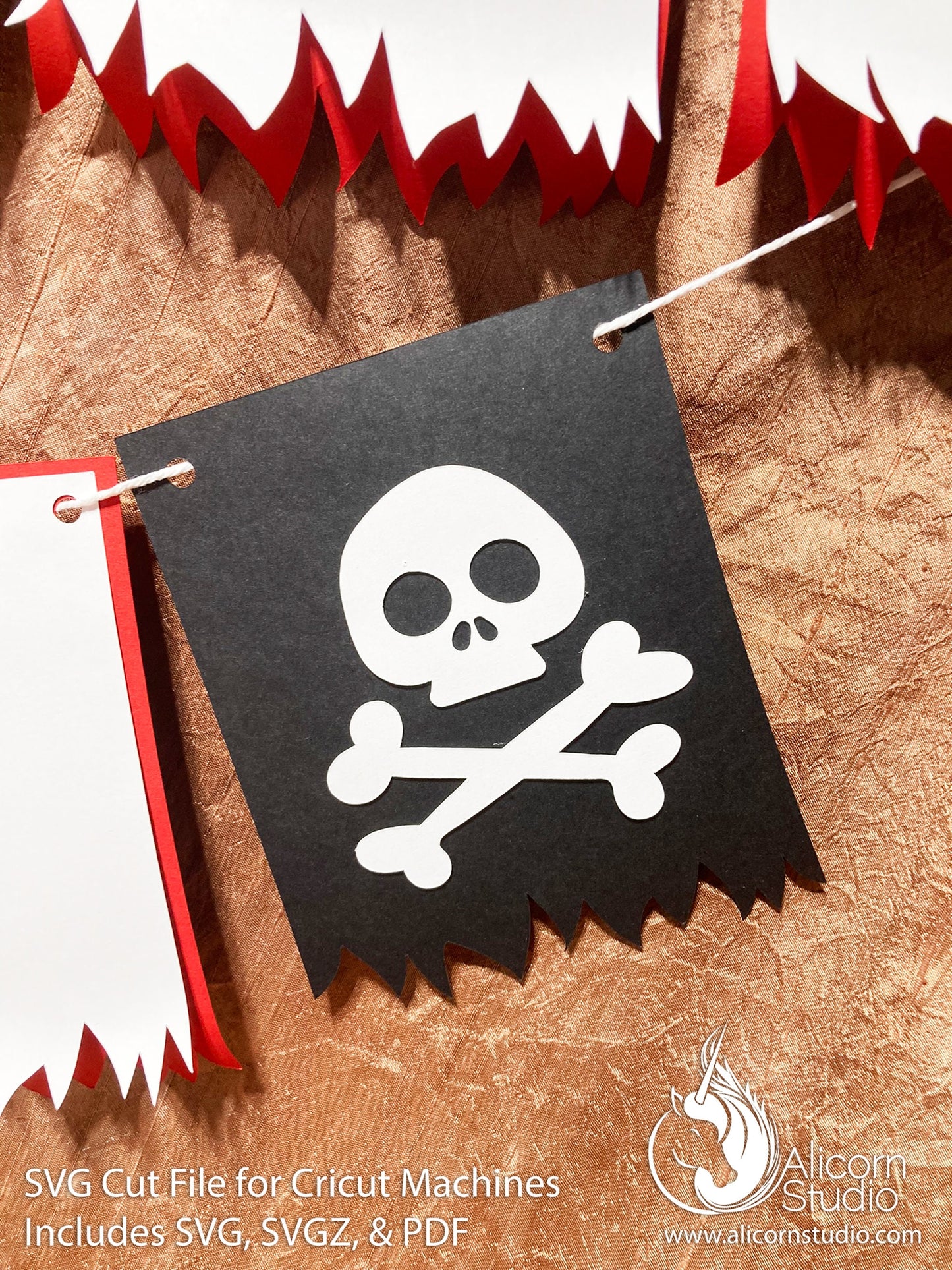 Pirate Banner Cricut SVG Cut File Party Decor Birthday 3D Paper