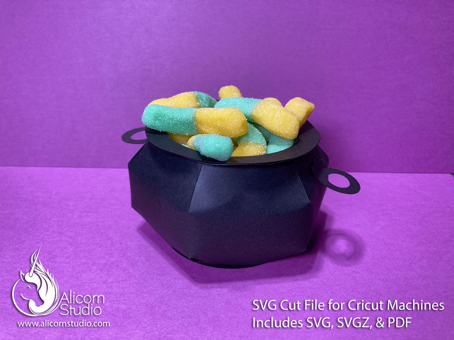 3D Paper Witch Cauldron SVG File Cut File for Cricut Favor Treat Halloween Party Decor