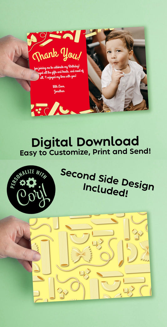 Noodles Pasta Thank You Card Notes Editable Digital Download Italian Food