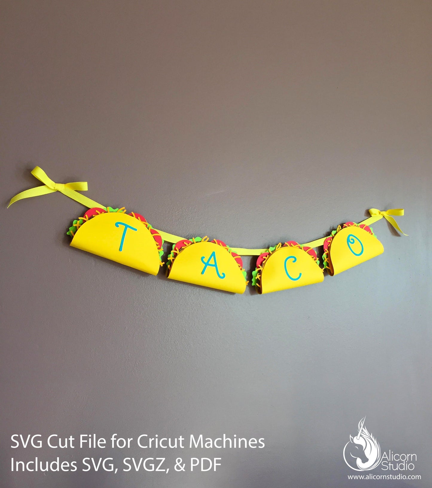 3D Paper Taco Banner Bunting SVG File Cut File for Cricut Mexican Fiesta Kids Birthday Party Decor