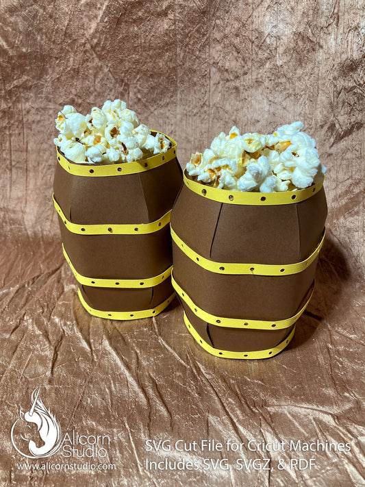 3D Paper Pirate Barrel SVG File Paper Cut File for Cricut Birthday Party Decor Favor Box Popcorn