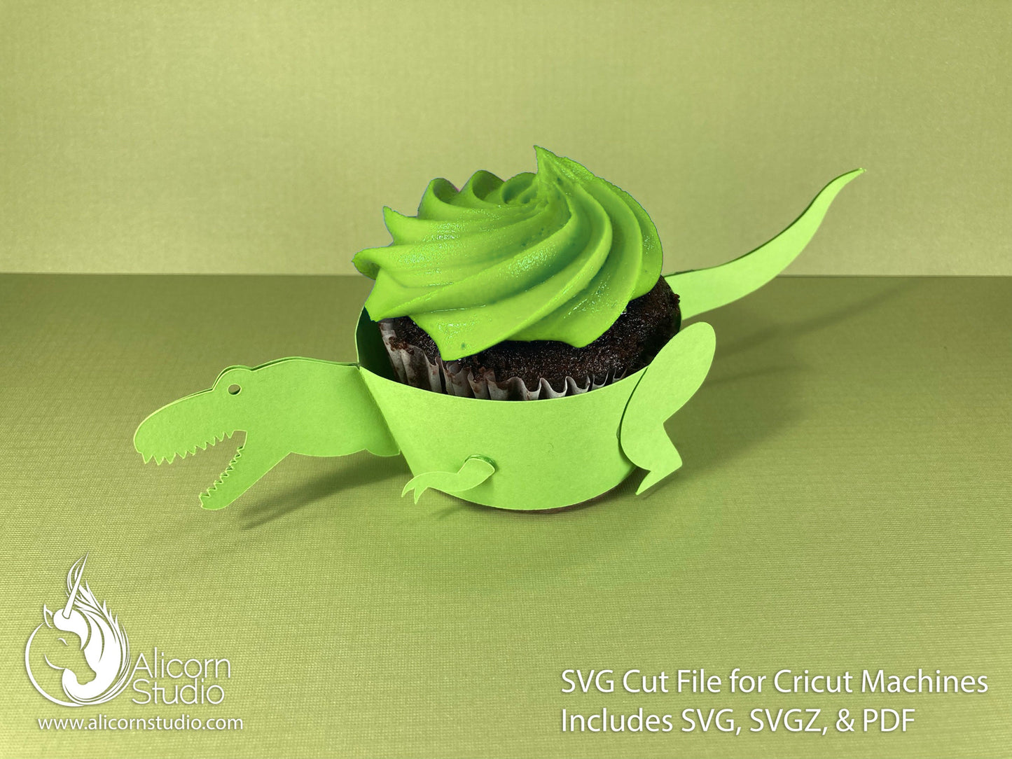 T-Rex Dinosaur SVG Cricut Cut File 3D Paper Cupcake Wrap Liner Wrapper Tyrannosaurus Rex Party Decor