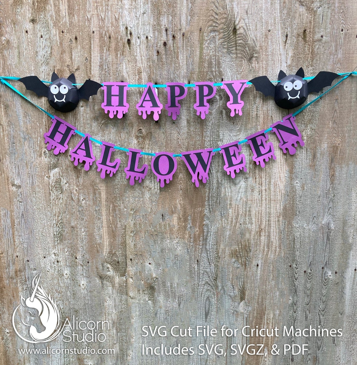3D Halloween Bat Cricut SVG Paper Banner Bunting Cut File for Decor
