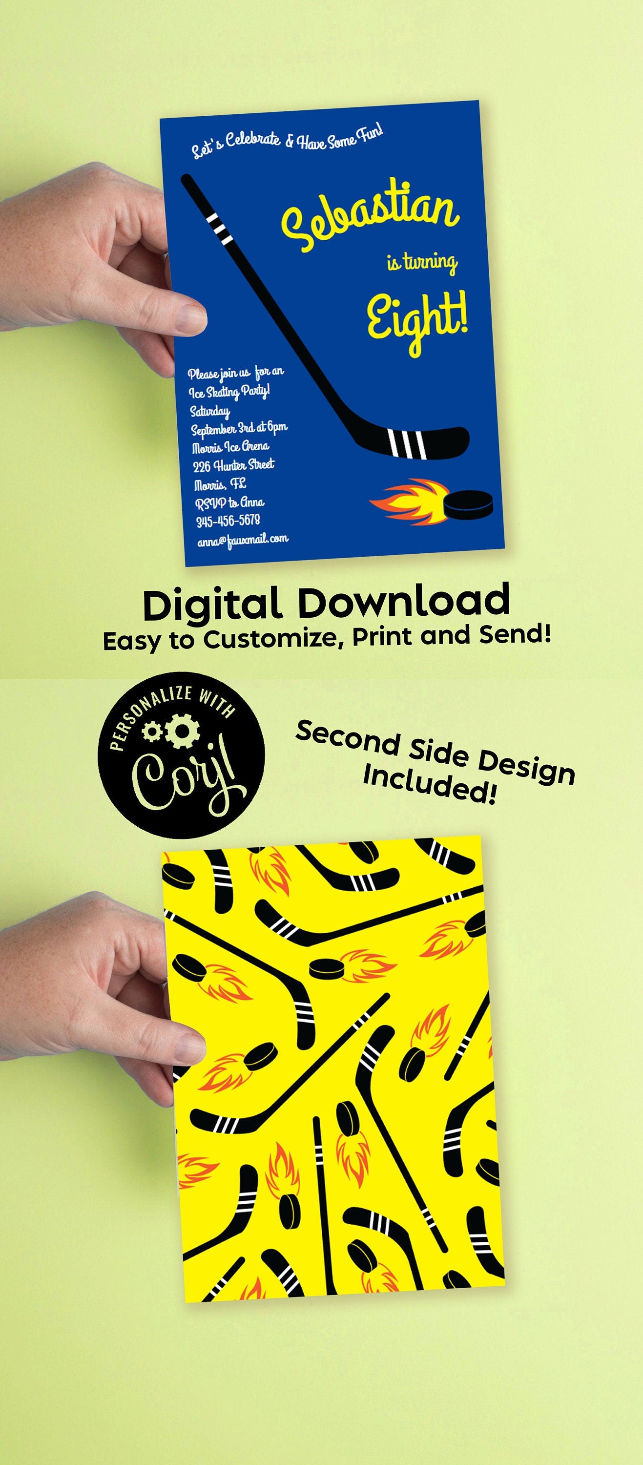 Hockey Birthday Party Invitation Editable Digital Download Sports Party Kids