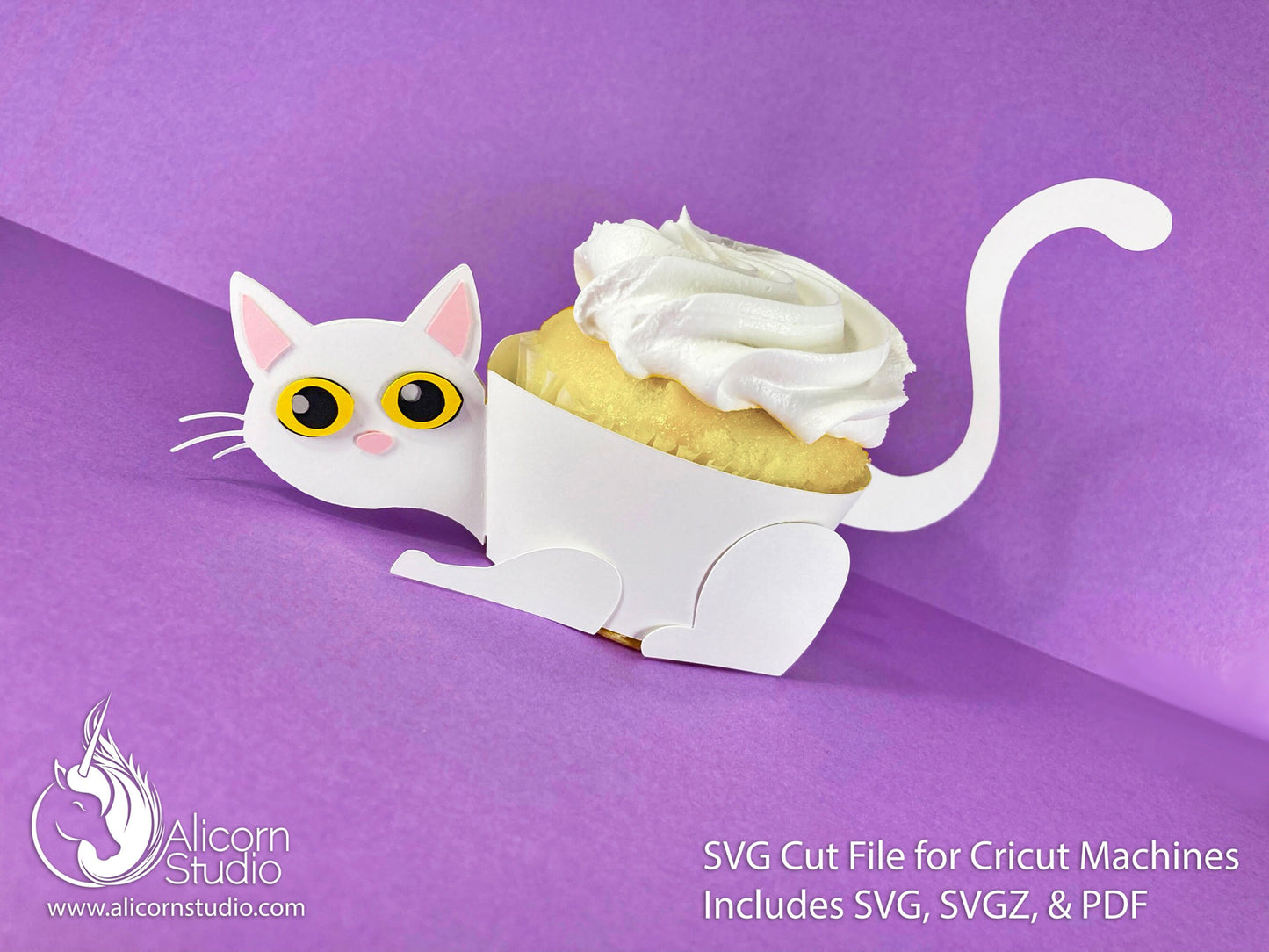 Kitty Cat 3D Paper SVG File Cut File for Cricut Cupcake Wrap Liner Wrapper Party Decor