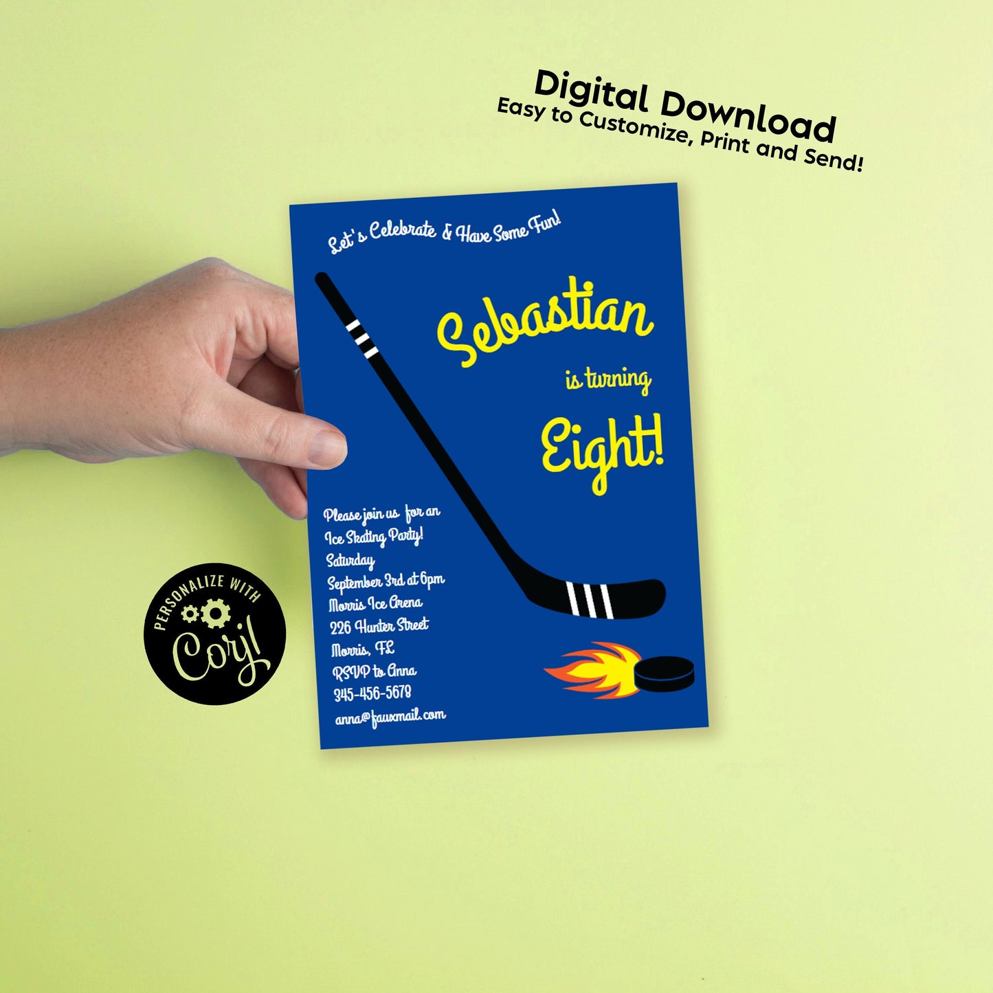 Hockey Birthday Party Invitation Editable Digital Download Sports Party Kids