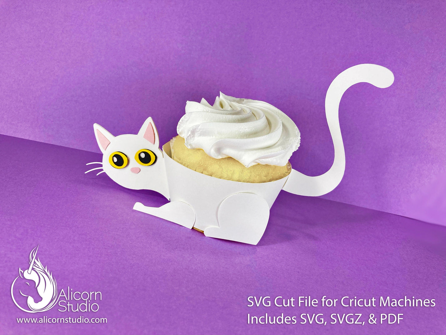 Kitty Cat 3D Paper SVG File Cut File for Cricut Cupcake Wrap Liner Wrapper Party Decor
