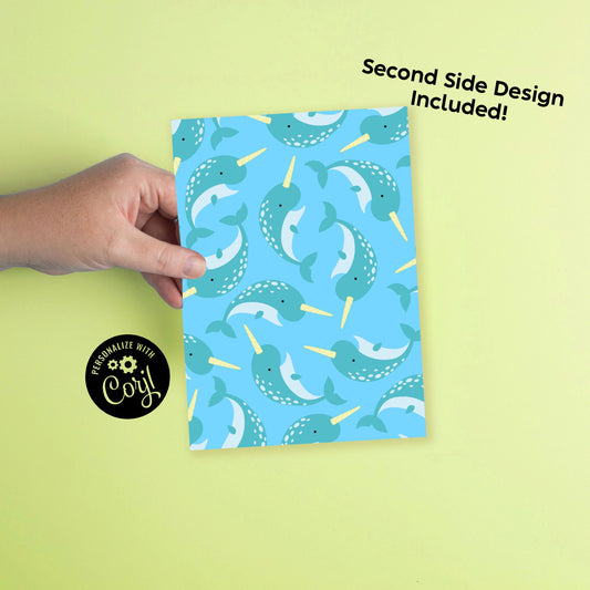 Narwhal Birthday Party Invitation Editable Digital Download Cute Kids Ocean Animal