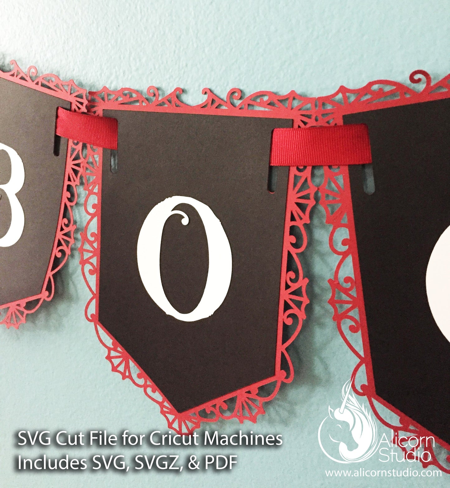 Gothic Skull Halloween Banner SVG File Cut File for Cricut Wedding Party Decor