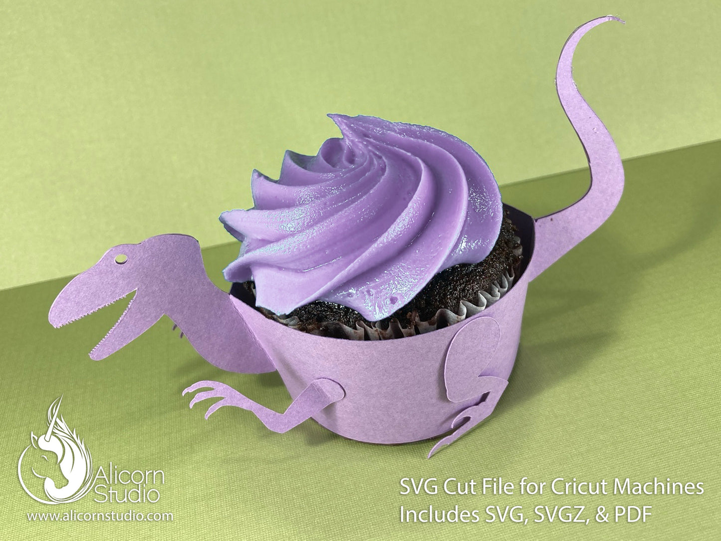Velociraptor Dinosaur SVG Cricut Cut File 3D Paper Cupcake Wrap Liner Wrapper Party Decor