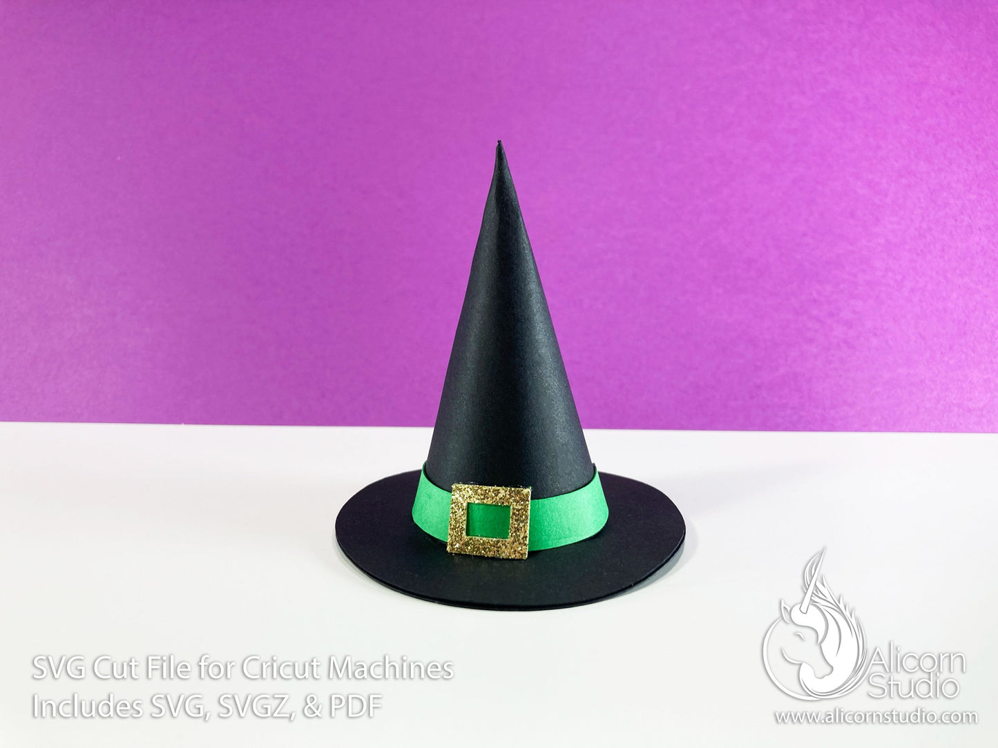 3D Paper Witch Hat SVG File Cut File for Cricut Cupcake Topper Halloween Party Decor