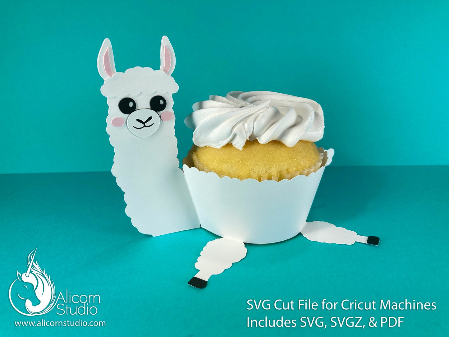 Llama Cupcake Wrap 3D Paper SVG File Cut File for Cricut Liner Wrapper Party Decor