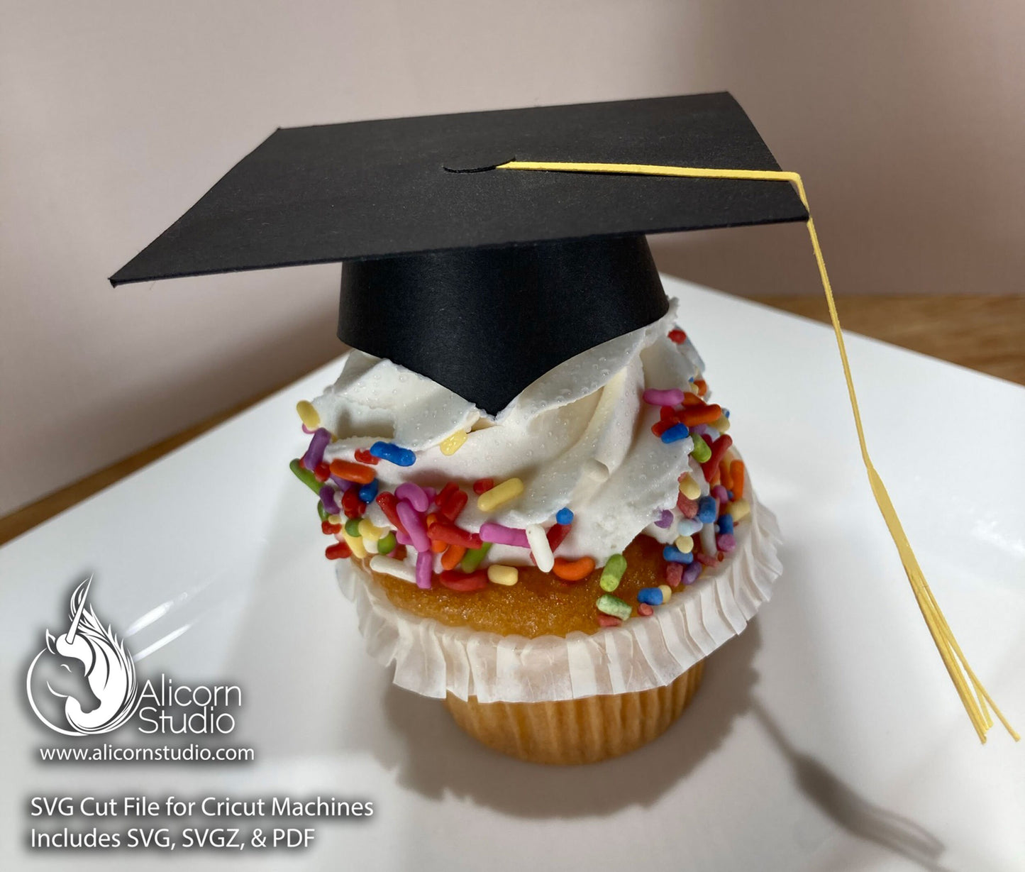 3D Paper Graduation Hat SVG File Cut File for Cricut Cupcake Topper Graduate Party Decor