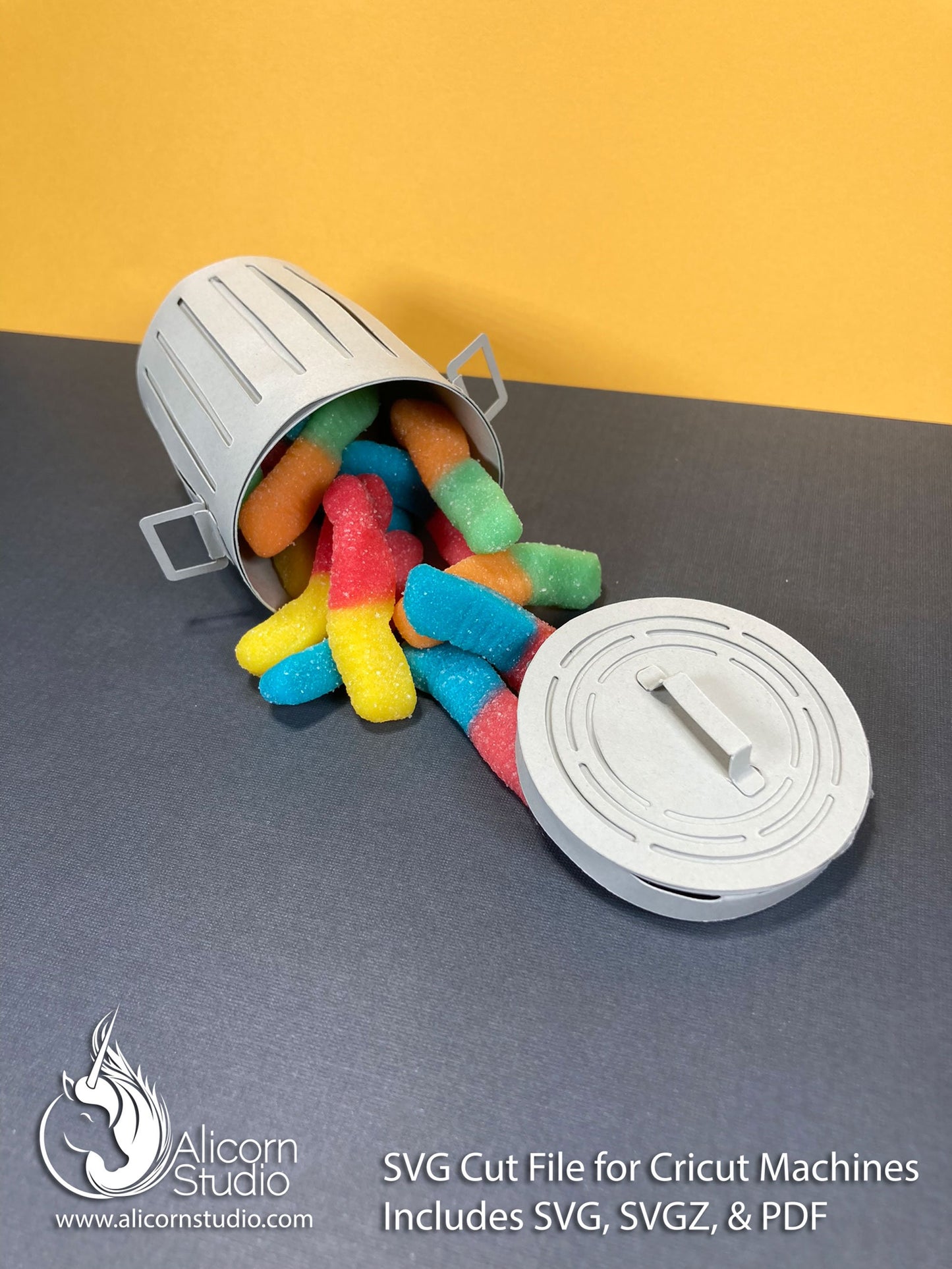 3D Paper Trash Can-SVG File Paper Cut File for Cricut Birthday Party Decor Favor Box