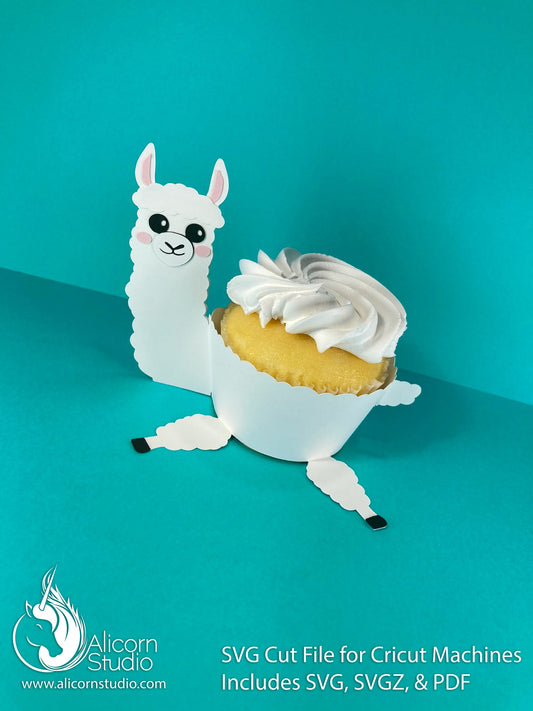 Llama Cupcake Wrap 3D Paper SVG File Cut File for Cricut Liner Wrapper Party Decor