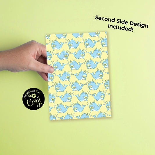 Narwhal Under the Sea Baby Shower Invitation Editable Digital Download Cute Kids