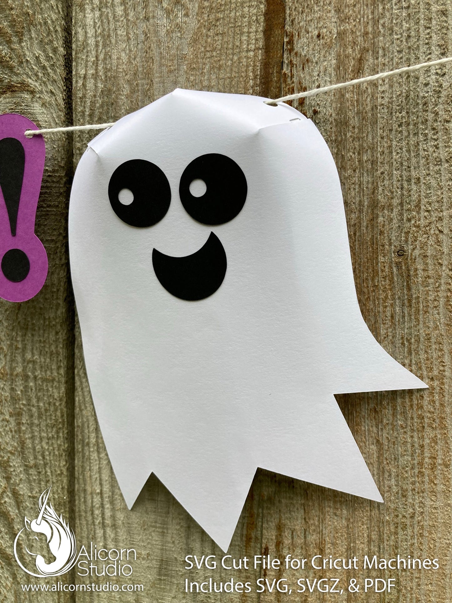 3D Halloween Ghost Cricut SVG Paper Banner Bunting Cut File for Decor