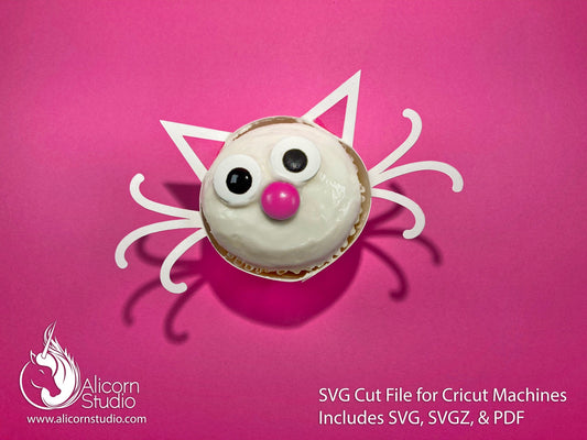Kitty Cat Face 3D Cupcake Wrap Paper SVG Cut File for Cricut Liner Wrapper Party Decor