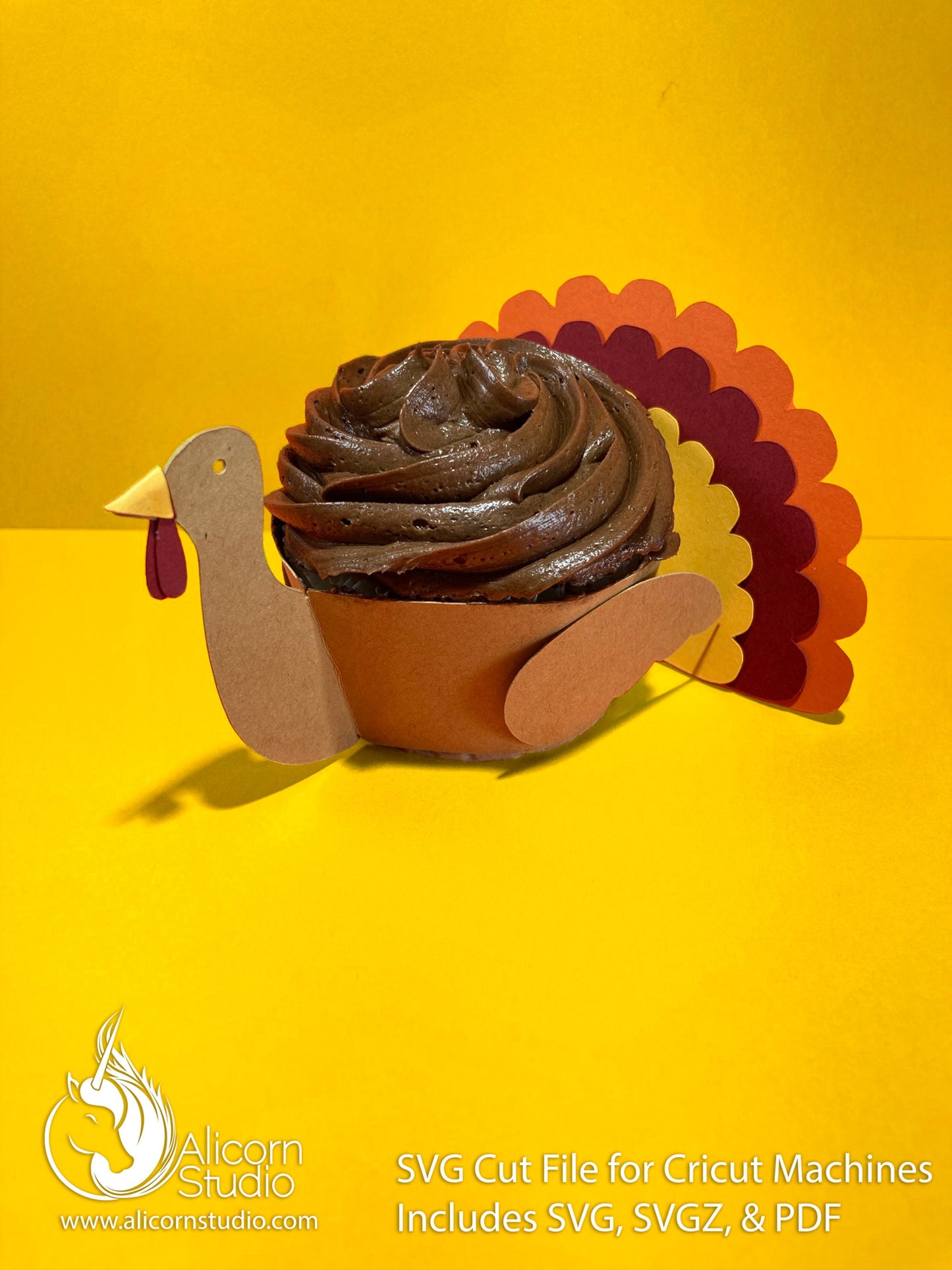 Thanksgiving Turkey Cricut Cupcake Wrap 3D Paper SVG File Cut File Liner Wrapper Party Decor