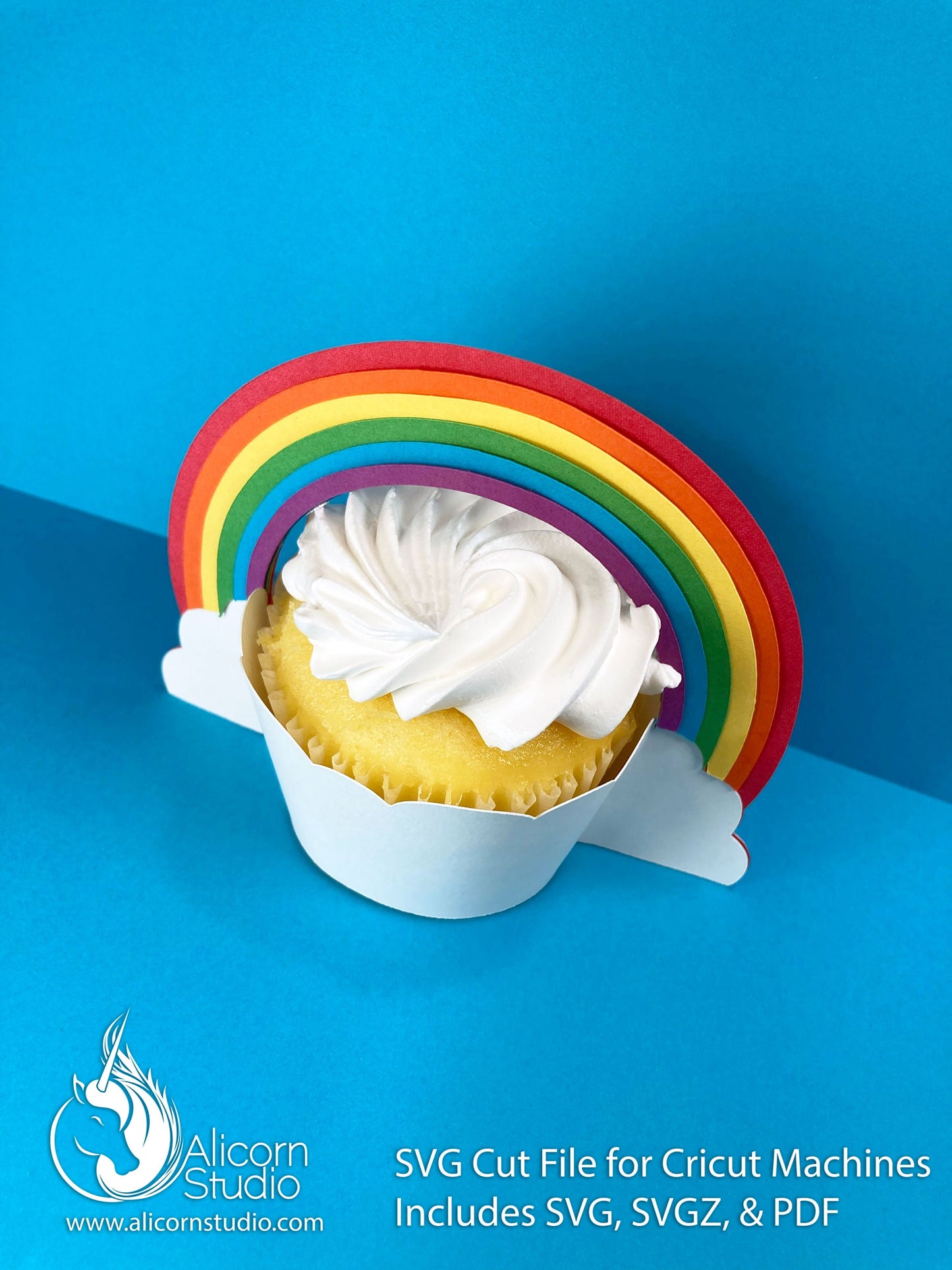 Rainbow Cupcake Liner Wrapper 3D Paper SVG File Cut File for Cricut Wrap Party Decor