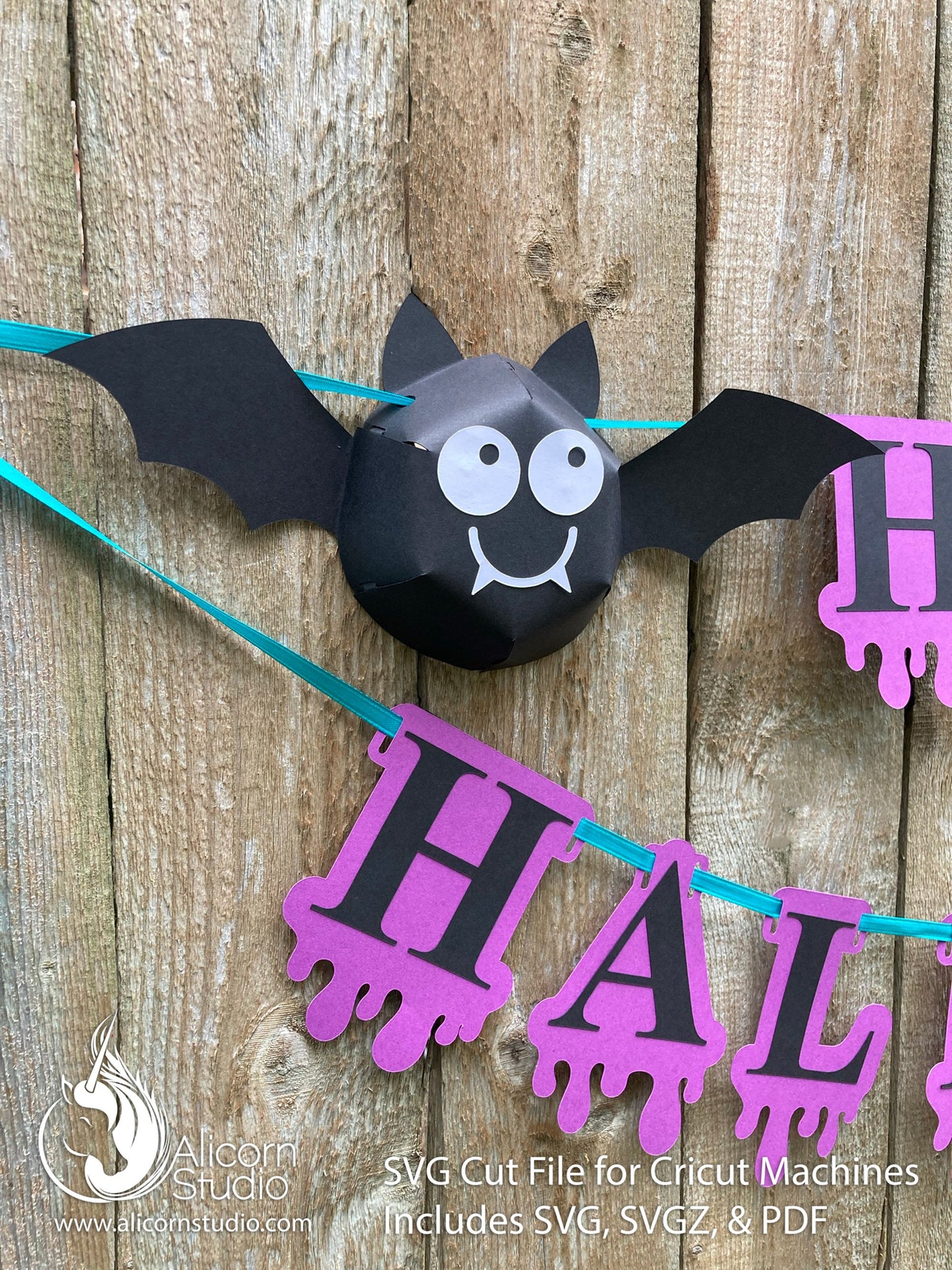 3D Halloween Bat Cricut SVG Paper Banner Bunting Cut File for Decor