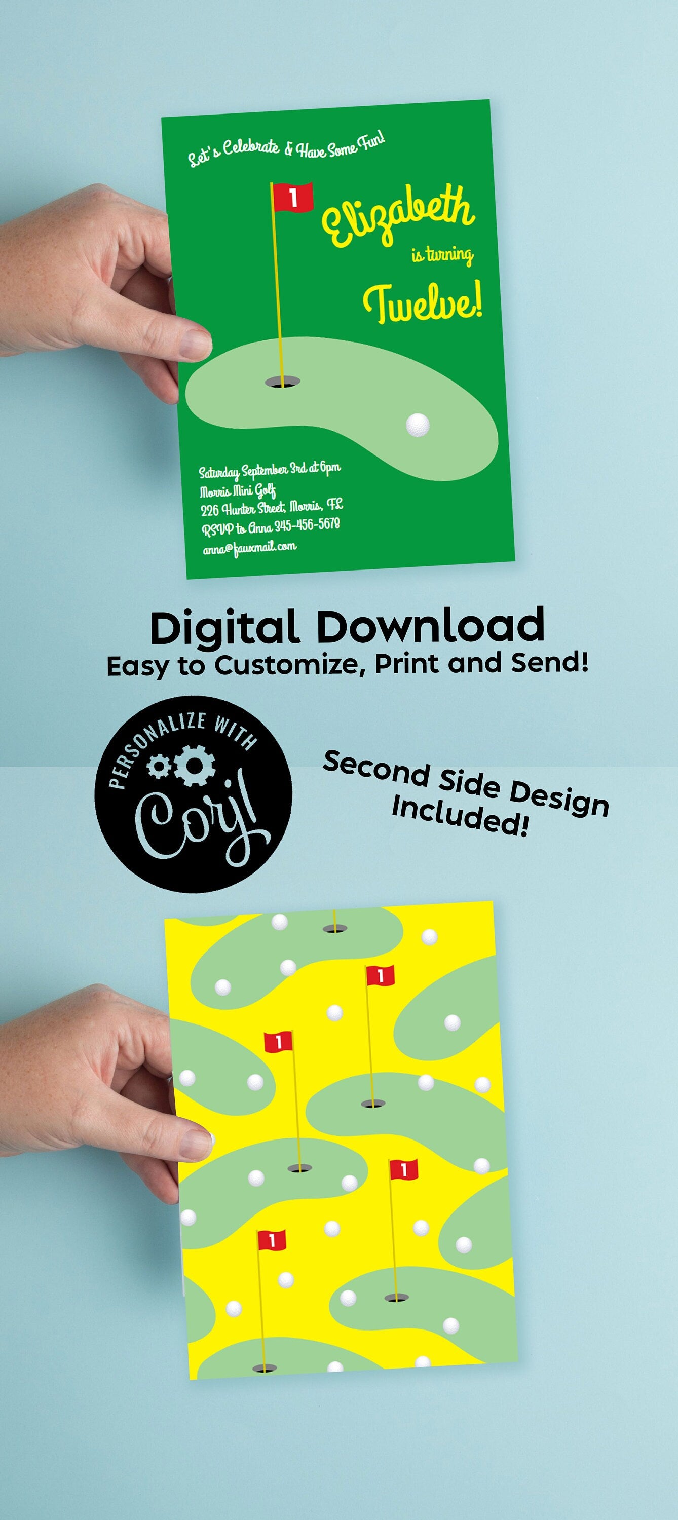Mini Golf Birthday Party Invitation Editable Digital Download Sports Party Kids