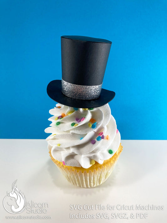 3D Paper Top Hat SVG File Cut File for Cricut Cupcake Topper Party Decor