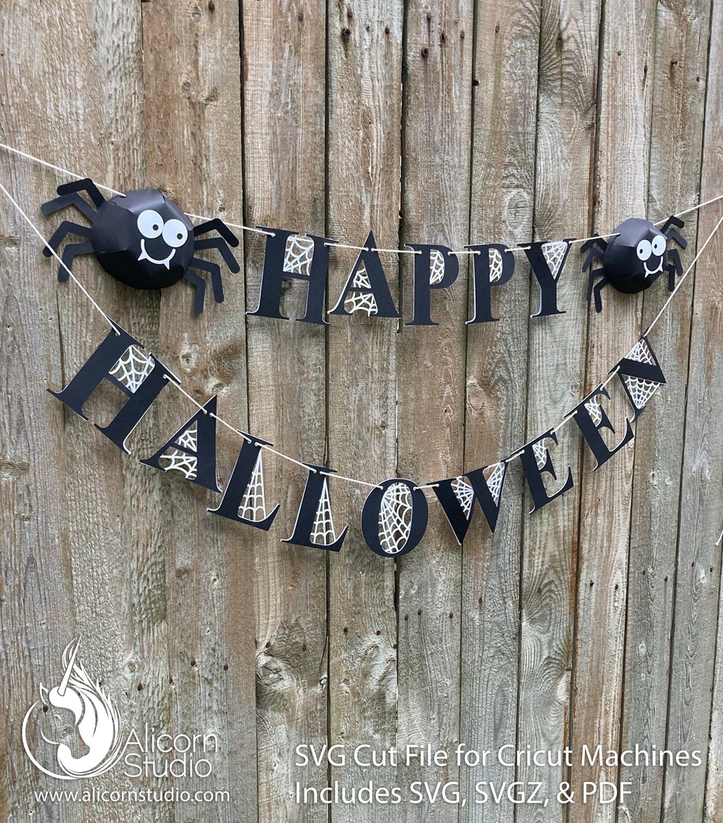 Halloween Cricut SVG 3D Paper Spider Web Banner Bunting Cut File for Decor