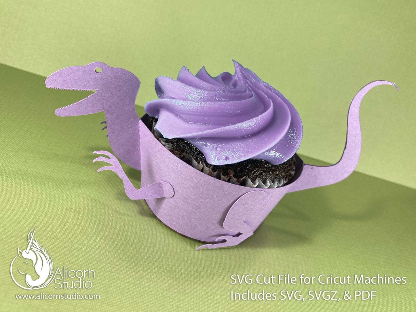 Velociraptor Dinosaur SVG Cricut Cut File 3D Paper Cupcake Wrap Liner Wrapper Party Decor