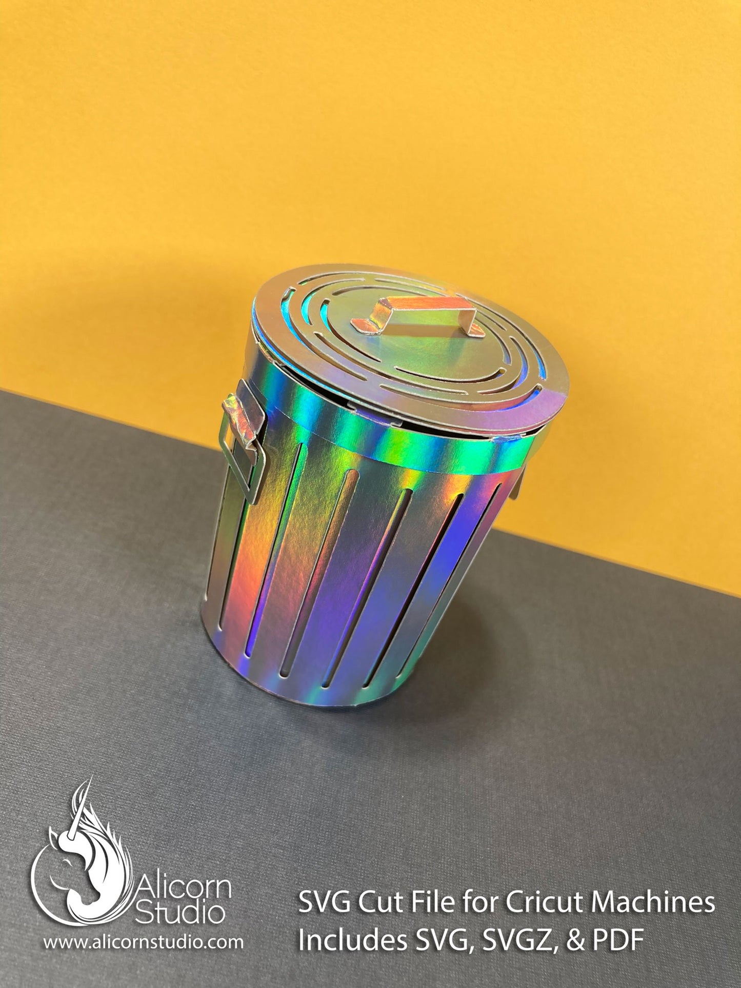 3D Paper Trash Can-SVG File Paper Cut File for Cricut Birthday Party Decor Favor Box