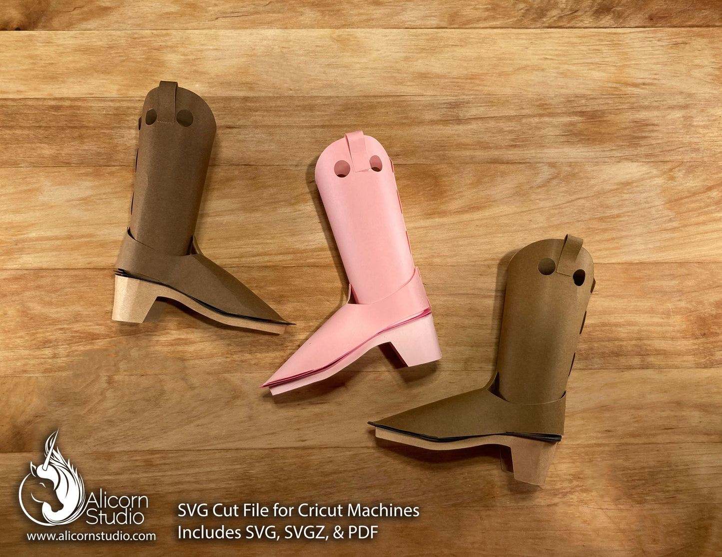 3D Paper Cowboy Cowgirl Boot SVG File Cut File for Cricut Country Western Party Decor Favor