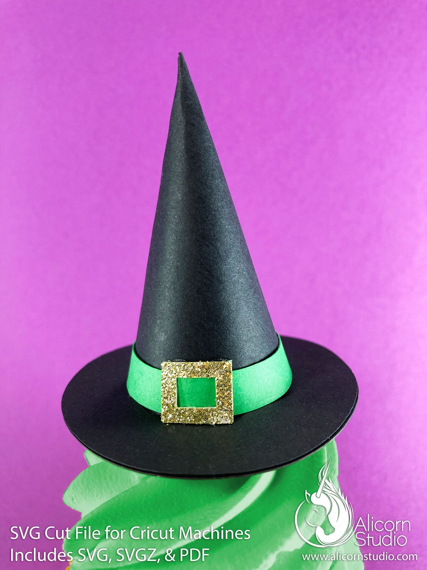 3D Paper Witch Hat SVG File Cut File for Cricut Cupcake Topper Halloween Party Decor
