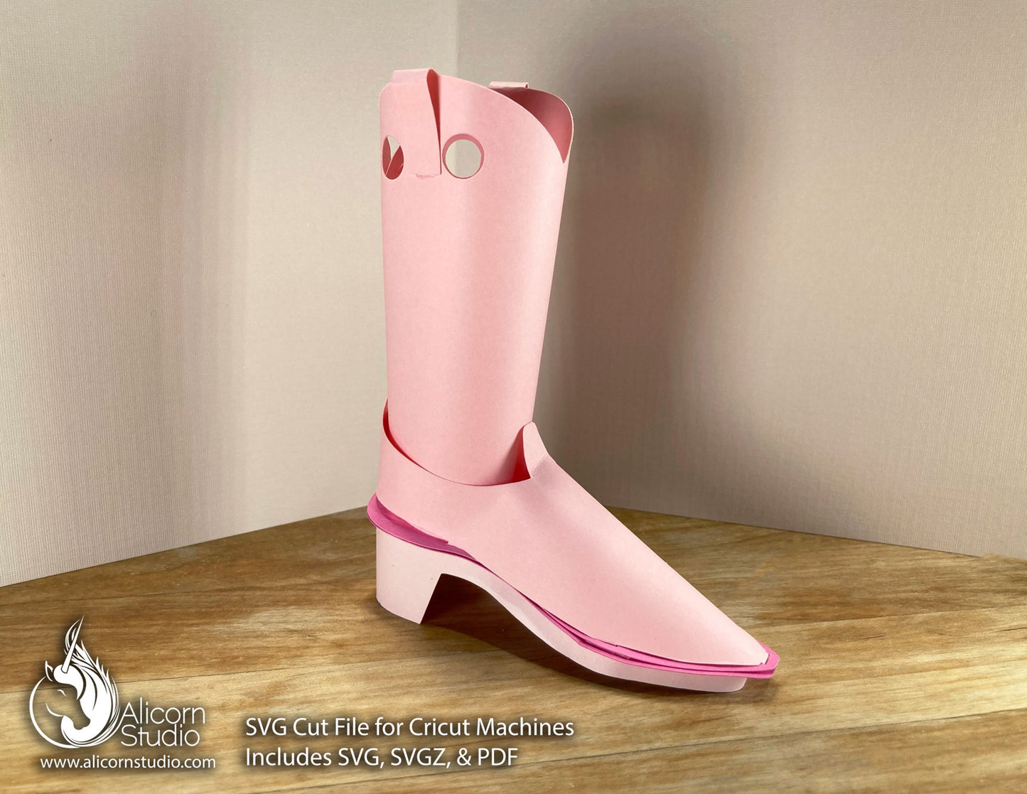 3D Paper Cowboy Cowgirl Boot SVG File Cut File for Cricut Country Western Party Decor Favor