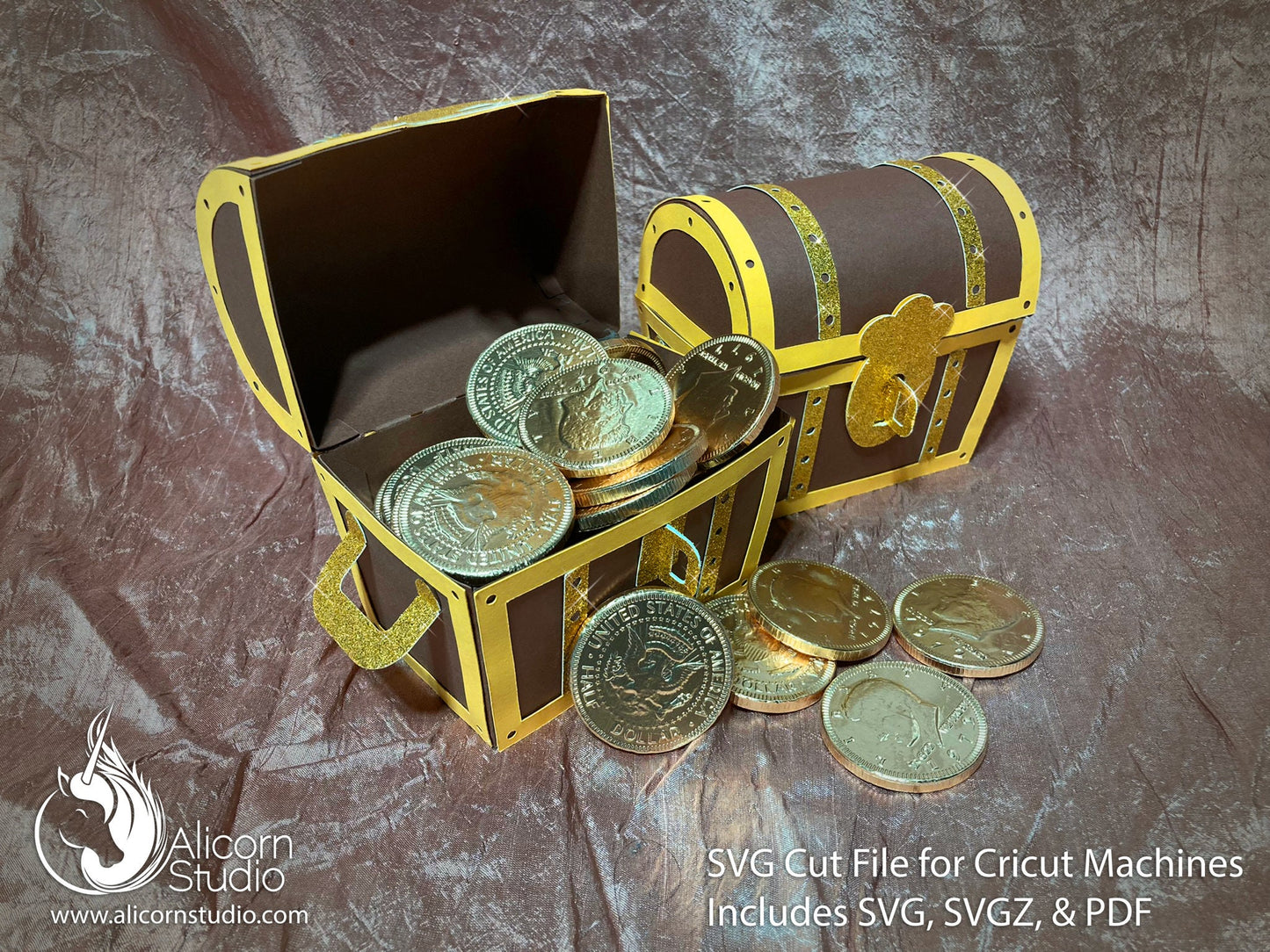 3D Paper Treasure Chest Favor Box SVG Cut File Cricut Pirate Party Decor Birthday