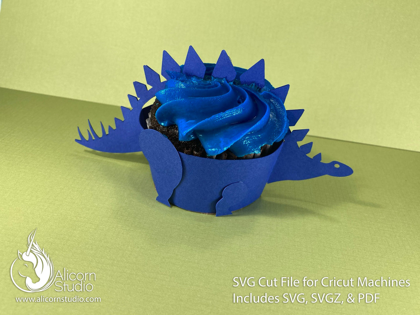 Stegosaurus Dinosaur SVG Cricut Cut File 3D Paper Cupcake Wrap Liner Wrapper Party Decor