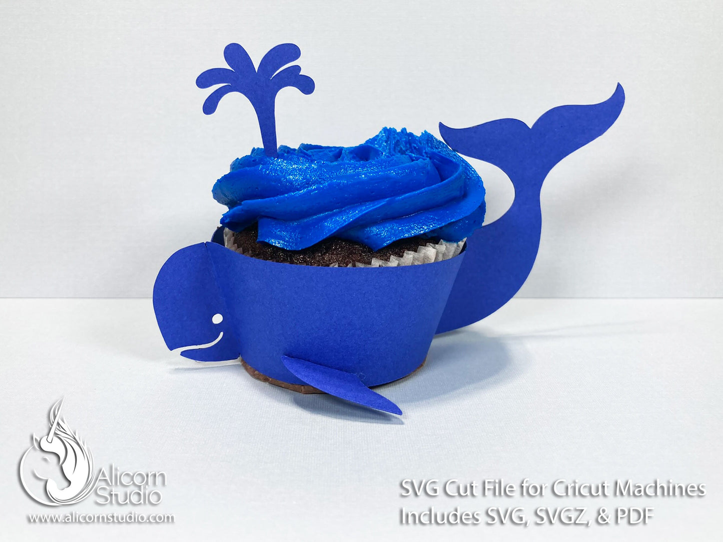 3D Paper Whale-Ocean Animals Cupcake Wrapper-SVG File Paper Cut File for Cricut Birthday Party Decor
