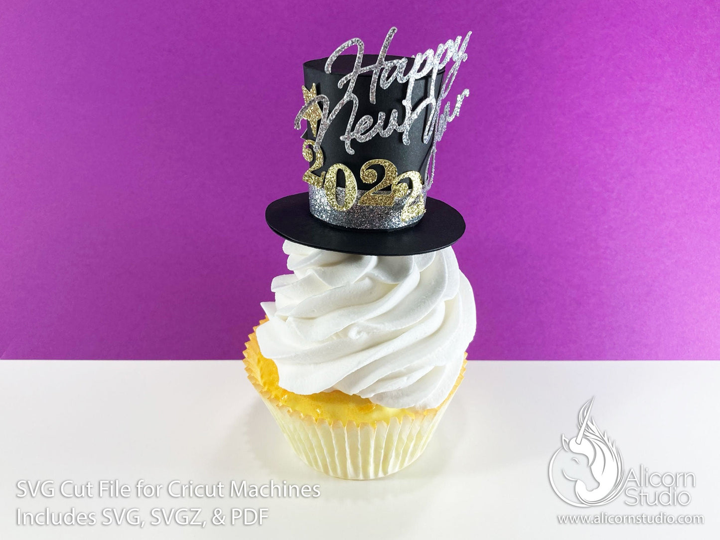 3D Paper New Years Eve Top Hat SVG File Cut File for Cricut Cupcake Topper Party Decor