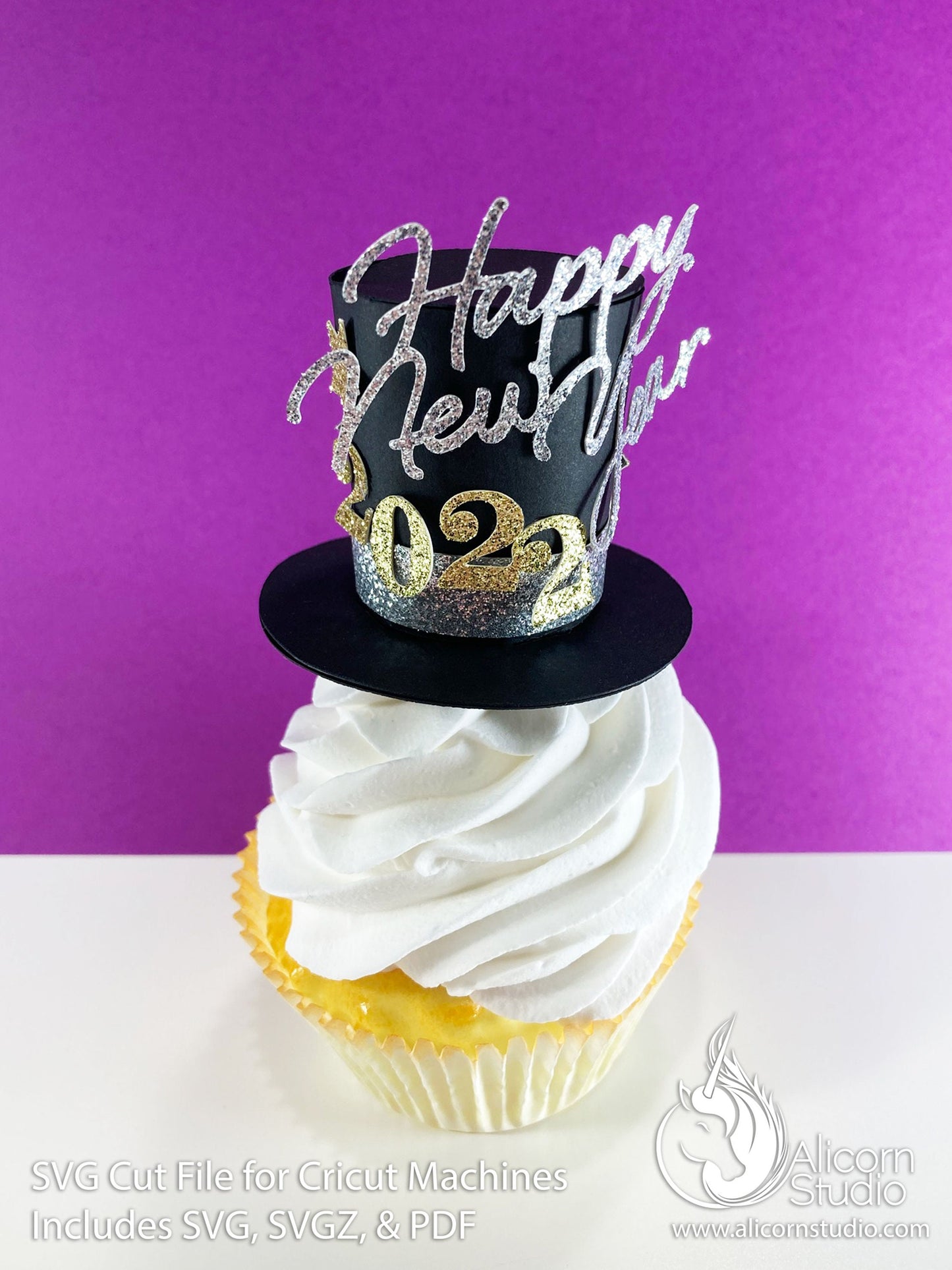 3D Paper New Years Eve Top Hat SVG File Cut File for Cricut Cupcake Topper Party Decor